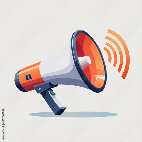 A vibrant cartoon illustration of a megaphone or bullhorn, symbolizing loud announcements, public speaking, and urgent communication