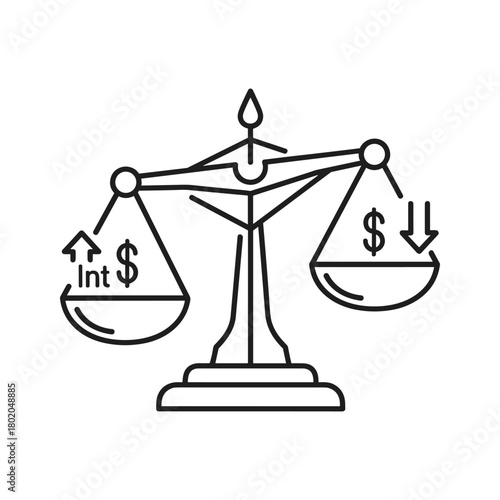 Scales of justice balancing interest rates and dollar value