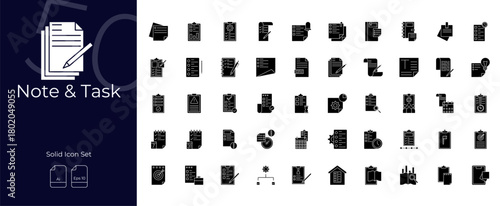 Note And Task Solid Editable Icons set