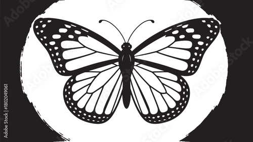 Monarch butterfly illustration isolated on black background