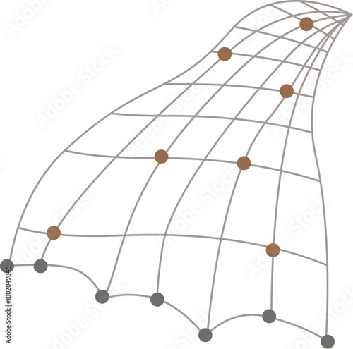 Grid expanding into space with nodes representing connections, data flow, and network growth