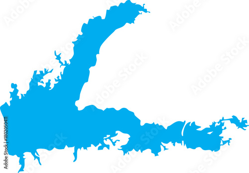 Grenada Lake, Mississippi, Vector Map Shape