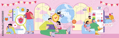 Family Using Technology for Cybersecurity Awareness