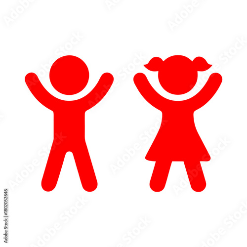 icon of a boy and girl happily raising their hands