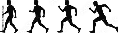  Person stand, walk and run icon. The style people standing, walking and running. Stand, walk, run symbol ilustration.