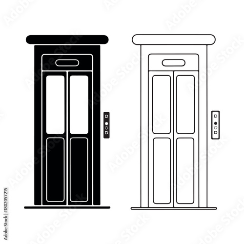 Minimalist Elevator Door Icon on White