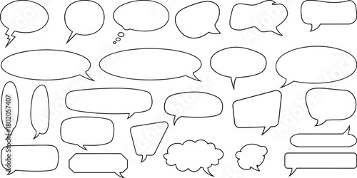 Collection of hand drawn speech bubbles and thought bubbles for communication