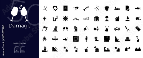 Damage Solid Editable Icons set