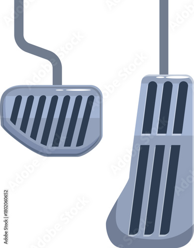 Gas and brake pedals enable acceleration and deceleration, ensuring safe vehicle operation on roads