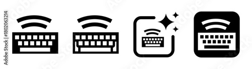 Wireless keyboard icon illustration showing modern Bluetooth technology and clean vector style on a transparent background