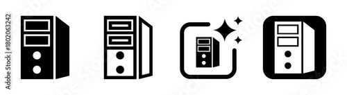CPU icon illustration representing a central processing unit with modern technology details in a clean vector style on a transparent background