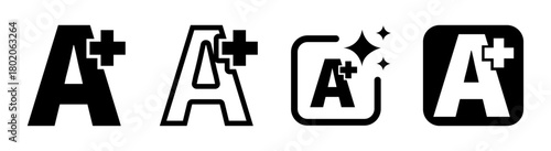 A plus icon illustration symbolizing a high grade and positive mark in a clean vector style on a transparent background