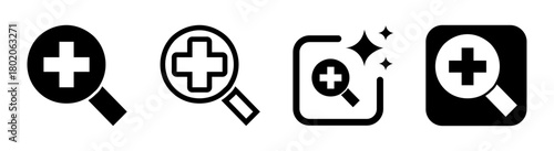 Zoom in icon illustration featuring a magnifier tool symbol in a clean vector design on a transparent background