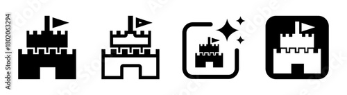 Castle icon illustration showing a medieval fortress in a clean vector style on a transparent background