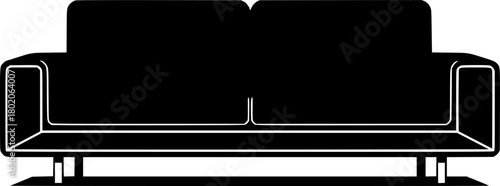 A sleek, modern sofa with a minimalist design, vector