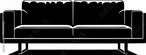 A sleek, modern sofa with a minimalist design, vector