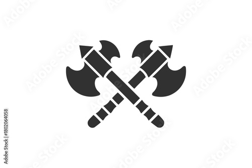 Dark crossed medieval battle axes evoke ancient power and warrior spirit, isolated icon