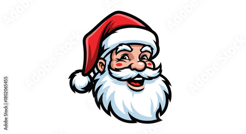 Cheerful winking Santa Claus head cartoon mascot illustration.