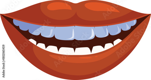 Perfect smile with white teeth and red lips, representing dental care and oral hygiene