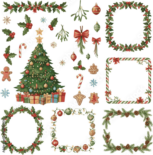 set of marry christmas icon vector art with white background