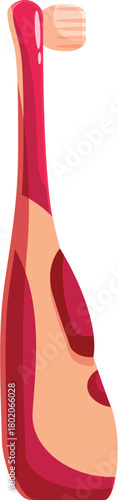 Red and beige toothbrush ensuring effective cleaning and maintaining healthy teeth and gums