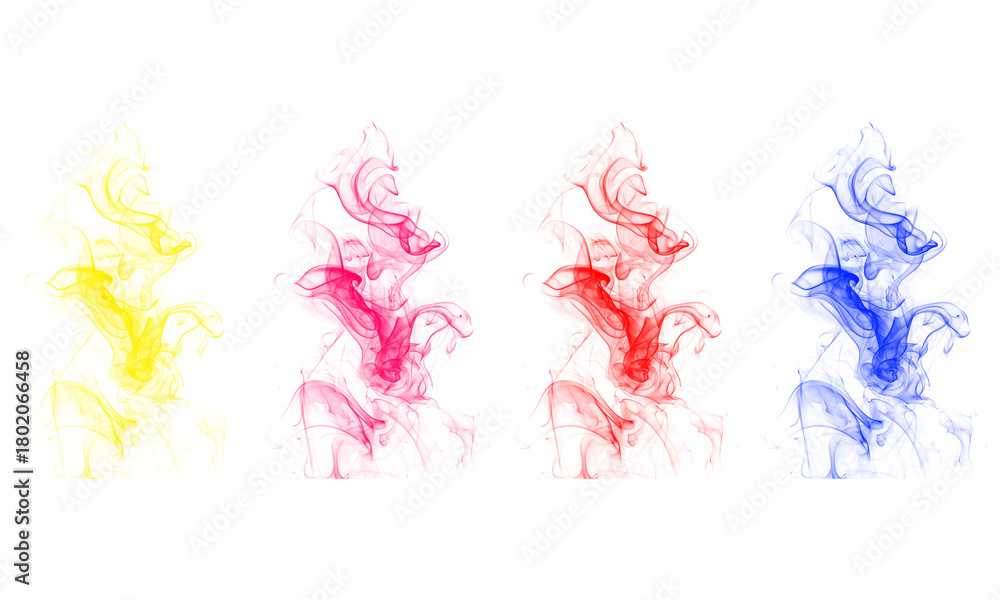 Obraz premium Set of colorful Smoke Columns on Transparent Backdrop