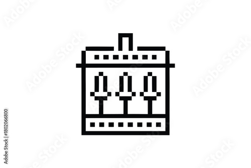 Isolated slot machine silhouette displays a dollar coin at its base over a white background