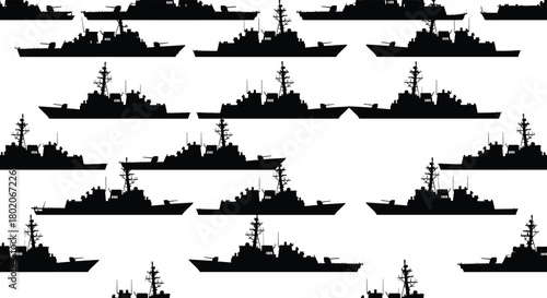 Photography Navy warship silhouette set, military battleship fleet illustration, maritime de