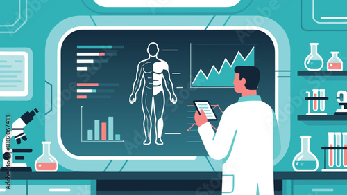 Scientist Analyzing Human Health Data in a Modern Laboratory