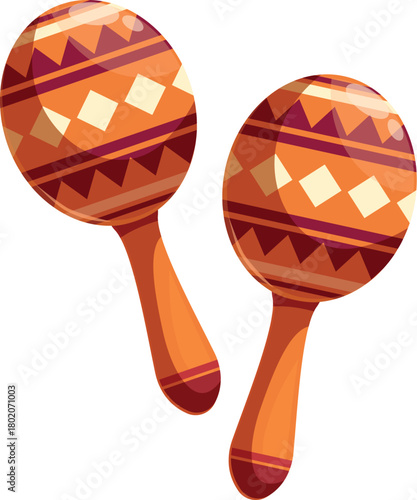 Two maracas decorated with traditional patterns, ready to create rhythmic sounds for a vibrant musical experience