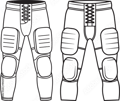 Two hockey pants front view silhouette