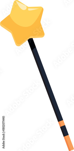 Magical wand with a gold star spreading enchantment and wonder, perfect for fantasy and fairytale concepts