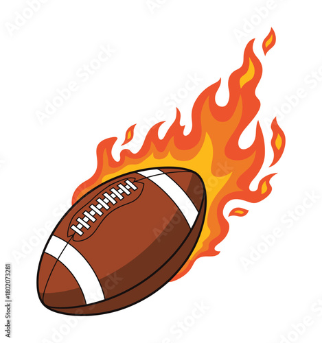 american football gridiron ball flaming fire fast design showing explosive fiery details, strong speed effects, and vibrant motion, suitable for sports branding, event promotions, and dynamic graphic 