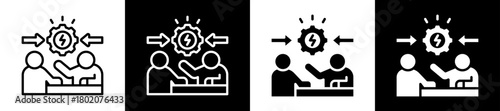 Conflict Resolution Icon Set In Black And White Filled Style Collection