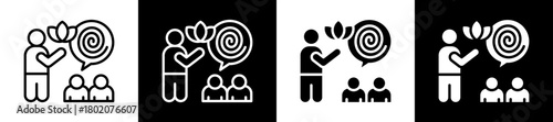 Psychotherapy Icon Set In Black And White Filled Style Collection
