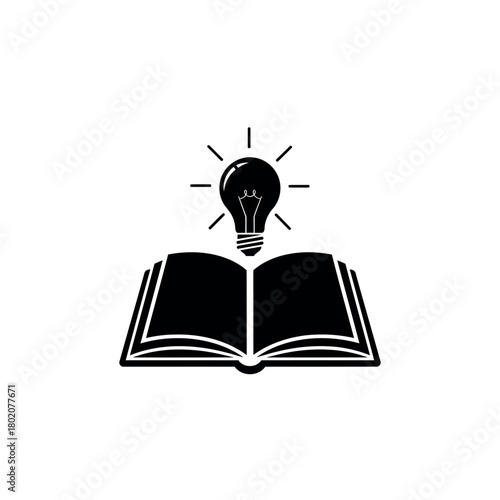 Knowledge Base Icon with Book and Lightbulb
