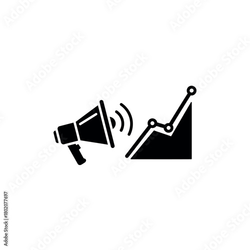Marketing Data Icon with Megaphone and Graph