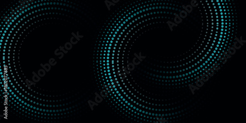 Black abstract background with glowing blue dotted lines. Modern and futuristic circle style background concept for banners, flyers, presentations, certificates and cards. VOL. 5