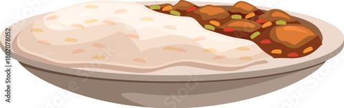 Delicious japanese curry rice dish served on an oval plate, showcasing a culinary delight