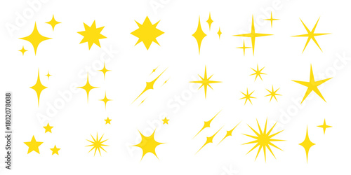 Sparkle Icons set. Twinkle stars collection. Shine star icons. Effect shine, glitter, twinkling and clean. Star sparkle icon. Vector illustration.