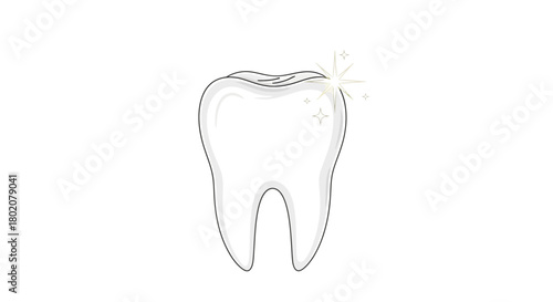 Clean, healthy tooth with sparkle, representing dental hygiene and bright smile, isolated on