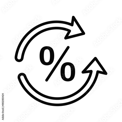 Percentage symbol with circular arrows indicating rotation or cycle