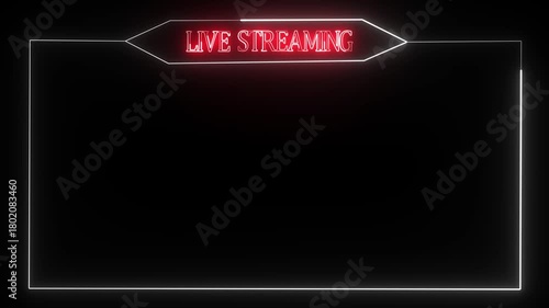 Live RCE streaming neon text frame animation box frame neon live streaming game live Stream overlay animation for live streaming video Titles 4k animation.