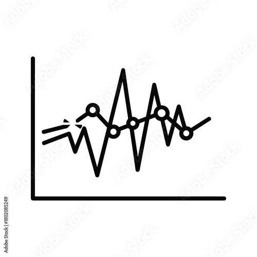 Line graph showing fluctuating data with points and a jagged line
