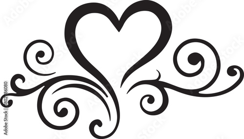  Heart Swirls silhouette Vector art white background