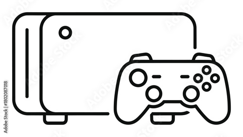 Gaming console and controller line art icon illustration for digital entertainment and video games Vector