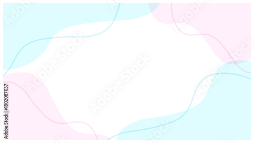 パステルな手描きのかわいい流体シェイプ背景 ( 水色 ピンク )