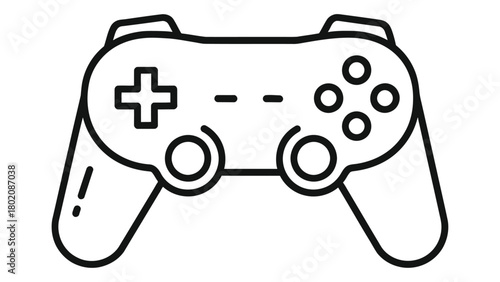 Gaming controller gamepad line icon, video game console joystick outline symbol illustration Vector