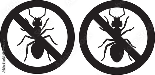 Two ant prohibition signs silhouette
