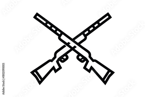 Pixelated swords are crossed in a classic black and white heraldic crest on white